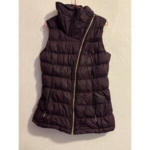 Athleta Downabout Asymmetric Puffer Vest Wild Raisin Maroon No Flaws
